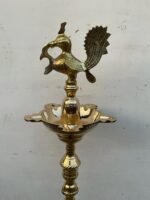 Brass Peacock Lamp - 4.2 feet tall brass deepasthambham Standing Oil Lamp - Image 4