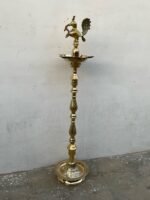 Brass Peacock Lamp - 4.2 feet tall brass deepasthambham Standing Oil Lamp - Image 5