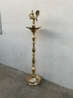 Brass Peacock Lamp - 4.2 feet tall brass deepasthambham Standing Oil Lamp - Image 6