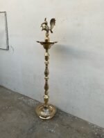 Brass Peacock Lamp - 4.2 feet tall brass deepasthambham Standing Oil Lamp - Image 6