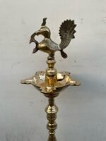 Brass Peacock Lamp - 4.2 feet tall brass deepasthambham Standing Oil Lamp - Image 5