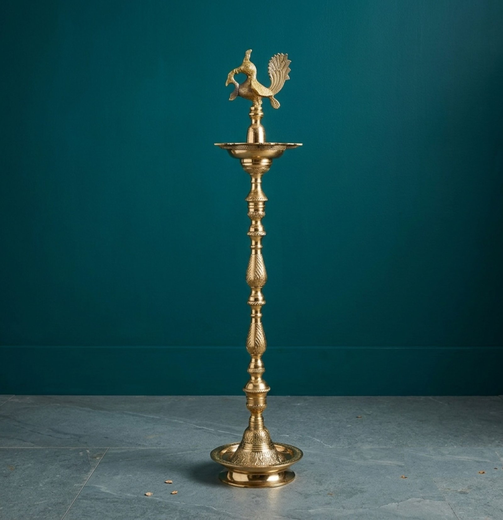 Untitled - August 06, 2026 at 12.59.05 (50) Brass Peacock Lamp - 4.2 feet tall brass deepasthambham Standing Oil Lamp - Image 1