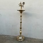 Brass Peacock Lamp - 4.2 feet tall brass deepasthambham Standing Oil Lamp