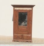 Vintage Hand-Carved Wooden Storage Cabinet with Mirrored Door & Drawers